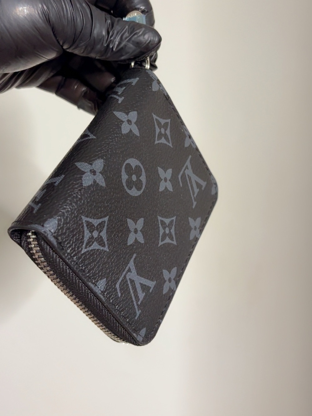Louis Vuitton Black and Gray Monogram Zip Card Holder